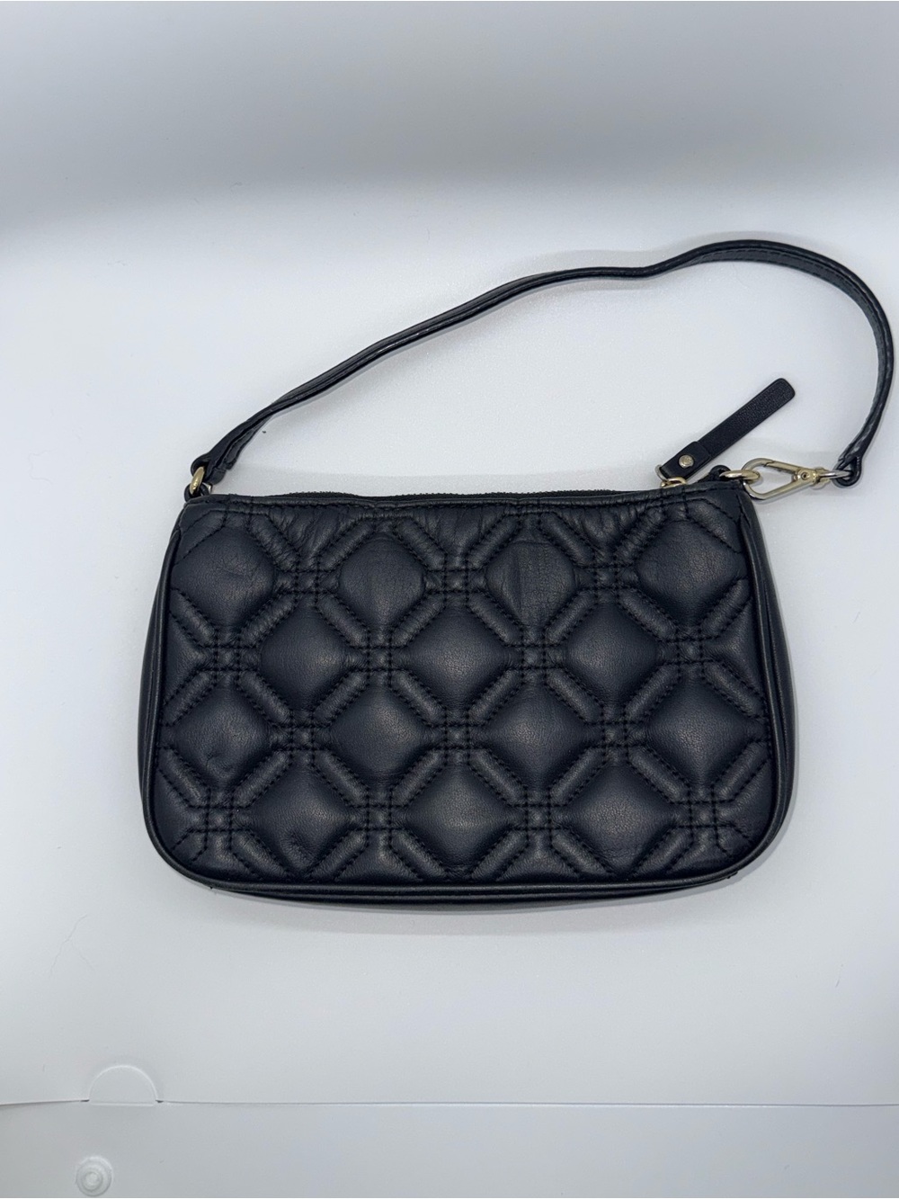 Kate Spade Black Quilted Leather Pouch Wristlet Y2K mini bag - Picture 11 of 16